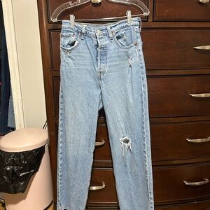 Levi's Blue Straight Leg Jeans Distressed Vintage